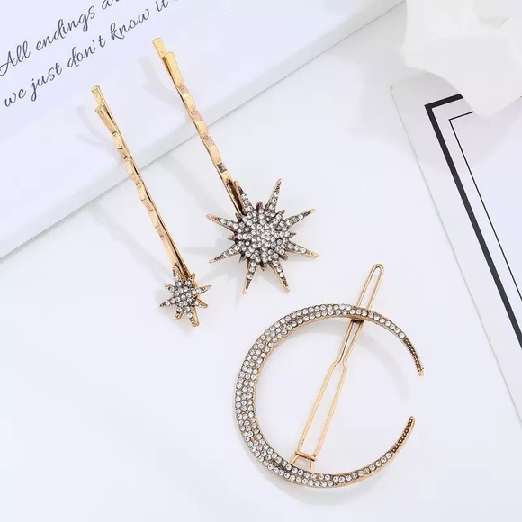 Crescent Moon and Star Hair Pin - Picture 3 of 5